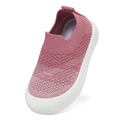 Image of LACOFIA Baby Girl's First Walking Shoes Toddler Barefoot Shoes Anti-Slip Breathable Mesh Sneakers Pink 5.5