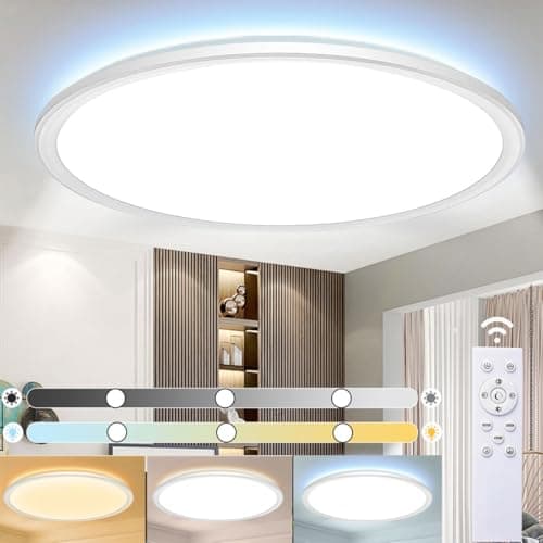 Image of Led Ceiling Light Dimmable Ceiling Light with Remote Control, 3000K, 4000K, 6500K 10 Level Brightness Adjustment, 24W 3200LM Flush Led Ceiling Lights for Bathroom Bedroom Kitchen