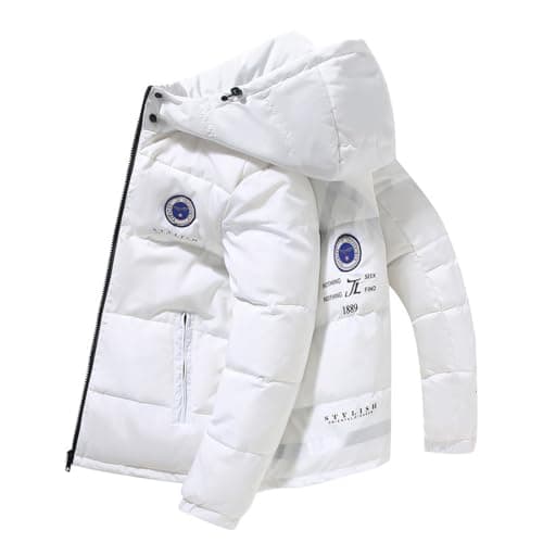 Image of Generisch 2026 Winter Jackets Men's Jacket Winter Men's Coat Wool Blend Coloured Jacket with Loose Versatile Stand-Up Collar Warm Ski, White, 4XL