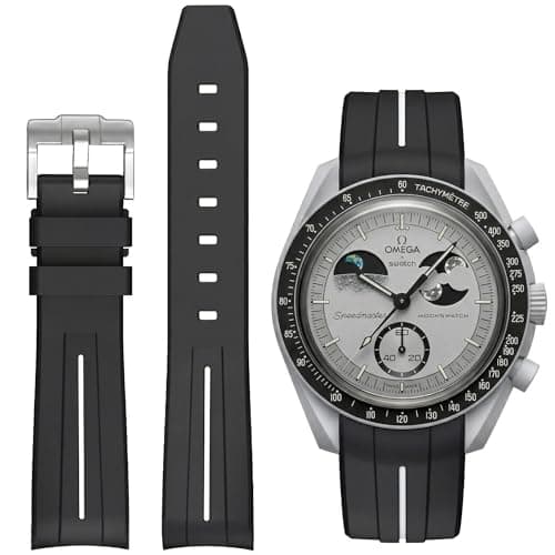 Image of BONACE Strap for Omega x Swatch MoonSwatch Watch 20mm,Soft Rubber Omega X Swatch Moonswatch Speedmaster Replacement Strap,Curved No Gap Moonswatch Swatch strap for Men Women