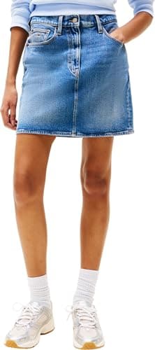 Image of Tommy Jeans Women's Mom Skirt Bi0134 Dw0Dw20136 Straight, Denim (Denim Medium), 31W