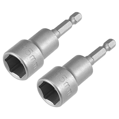 Image of Sourcingmap 2 Pcs 1/4" Quick-Change Hex Shank 15mm Magnetic Nut Setter Driver Drill Bit, 65mm Length, Metric