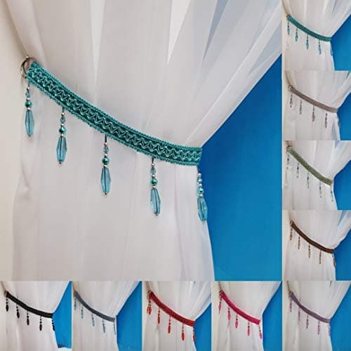 Image of John Aird PAIR (x2) Crystal Beaded Curtain Tie Back (Teal)