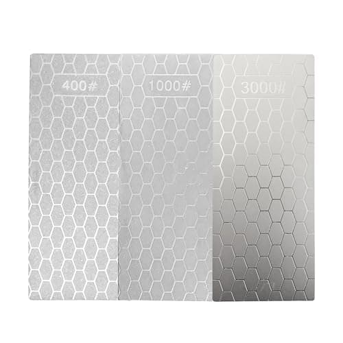 Image of 3 Pcs Diamond Knife Sharpeners, 400 Grit 1000 Grit 3000 Grit Sharpening Stones from Medium to Extra Fine for Kitchen Appliances and Outdoor use