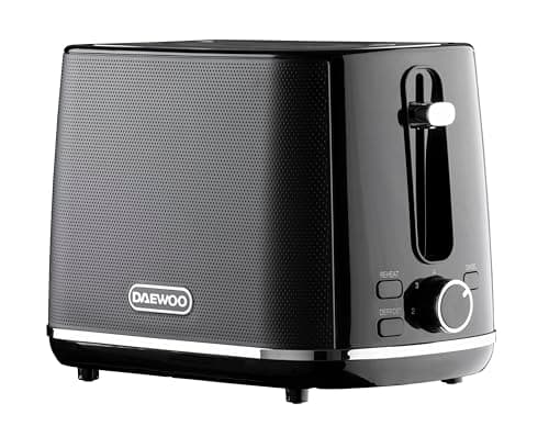 Image of Daewoo Stirling Collection, 2 Slice Toaster, Easy Cleaning, Safety Features, Cord Storage, High Lift Lever, Browning Controls, Defrost, Reheat, Cancel Functions, Part Of A Collection, Black
