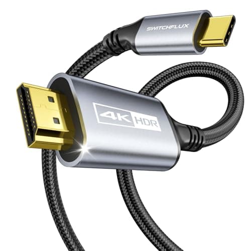 Image of SWITCHFLUX USB-C to HDMI Cable 1M [4K@60Hz] High-Speed USB Type C to HDMI 2.0 Braided Cord (Thunderbolt 3/4 Compatible) for iPhone 15 Series, MacBook Pro/Air, iPad Pro, Galaxy S8 to S23