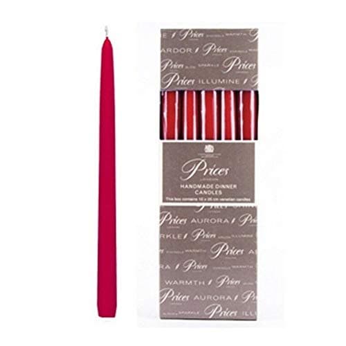 Image of Price's Candles - 10" Venetian Wrapped Dinner Candles - Wine Red - 10 Pack - 7 Hour Burn Time - Unscented - Non-Drip - Solid Colour - Multi-Purpose