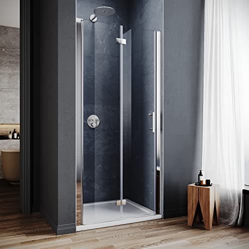 Image of ELEGANT 1000mm Bifold Shower Door Frameless Shower Enclosure Reversible Folding Bathroom Glass Cubicle Door