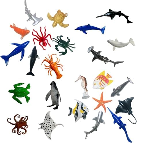 Image of 24PCS Mini Sea Animal Toys for Kids – Realistic Ocean Creatures Figures, Plastic Marine Life Bath Toys, Educational Party Favours for Toddlers & Children
