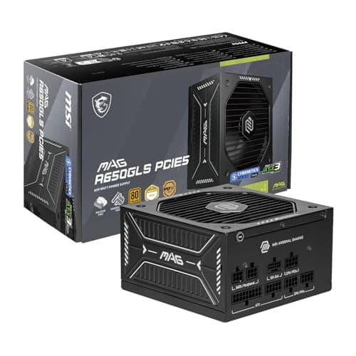 Image of MSI MAG A650GLS PCIE5, Fully Modular Compact Gaming 650W Power Supply, 80+ Gold, ATX 3.1 & PCIe 5.1 Ready, Native Dual-Color 12V-2x6 Cable, Low-Noise, Embossed Jacket Cables, 10 Year Warranty