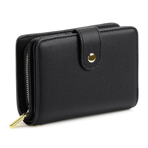Image of GAEKEAO Ladies Leather Purse RFID Blocking Women's Wallet Bifold Ladies Credit Card Wallet with Zip Around Coins Section Real Leather Purse