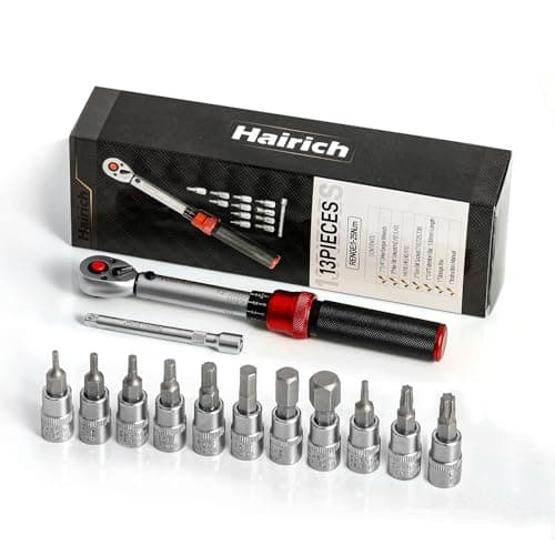 Image of Hairich Bike Torque Wrench 1-25Nm, 1/4 Inch Drive Click Torque Wrench Set, 13PCS Bicycle Torque Wrench Kit with Bits & Extension Bar, ±3% Accuracy for Bike Repair