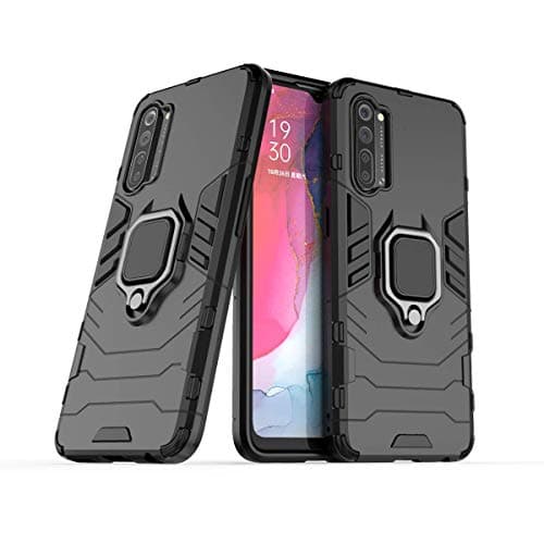 Image of MRSTER OPPO Find X2 Lite Case, Heavy Duty Armor Dual Layer Shock Resistant Hybrid Protective Case Cover with Ring Holder Kickstand for OPPO Find X2 Lite 5G. HB Black