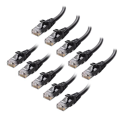 Image of Cable Matters 10-Pack 10Gbps Snagless Short Cat6 Ethernet Cable 0.3m (Cat6 Cable, Cat 6 Cable) in Black - 0.3 Meter