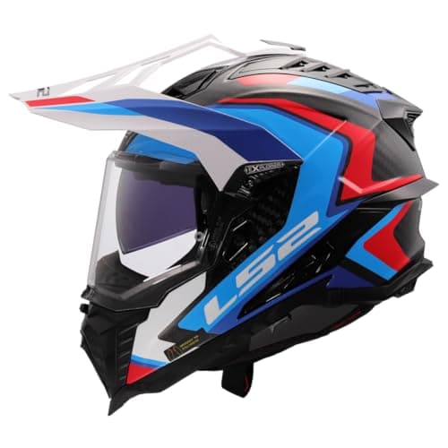 Image of LS2 MX701 Explorer Carbon Frontier II Motocross Helmet, white/blue/red, XL (61/62)
