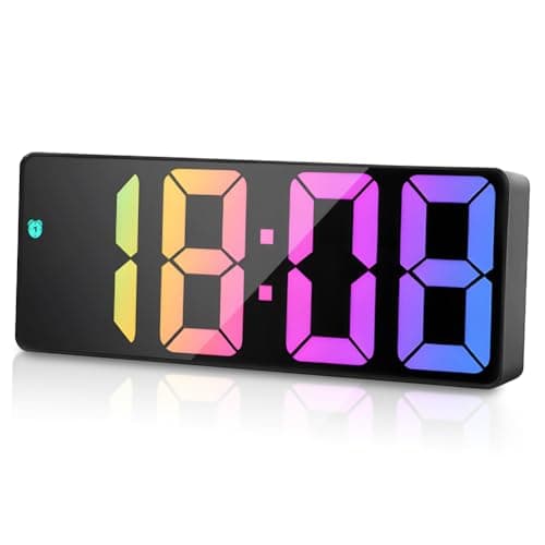 Image of flintronic Digital Alarm Clock, LED Clock with Big Display, Bedside Alarm Clock, Battery Powered Clock, Alarm Clocks with Snooze Temperature Date Brightness Adjustable for Home Office