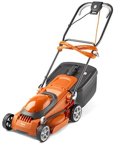 Image of Flymo EasiStore 380R Electric Rotary Lawn Mower - 38 cm Cutting Width, 45 Litre Grass Box, Close Edge Cutting, Rear Roller, Central Height Adjust, Space Saving Storage Features