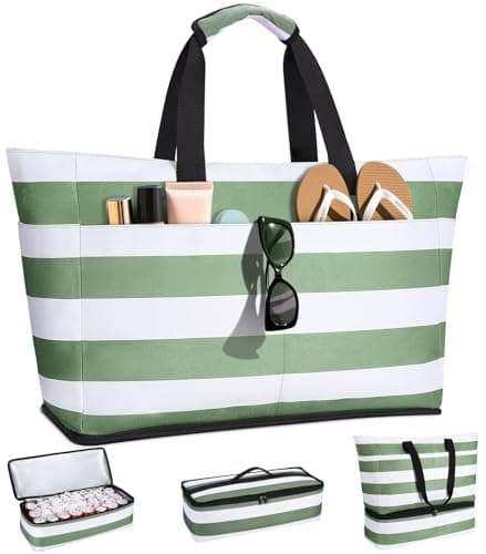 Image of CIRYCASE Beach Bag with Cooler, 54L Extra Large Beach Bags for Women, Waterproof Summer Zipped Beach Tote Bag with Wet Compartment, Essentials Family Foldable Travel Bags for Pool Shopping Gym Picnic