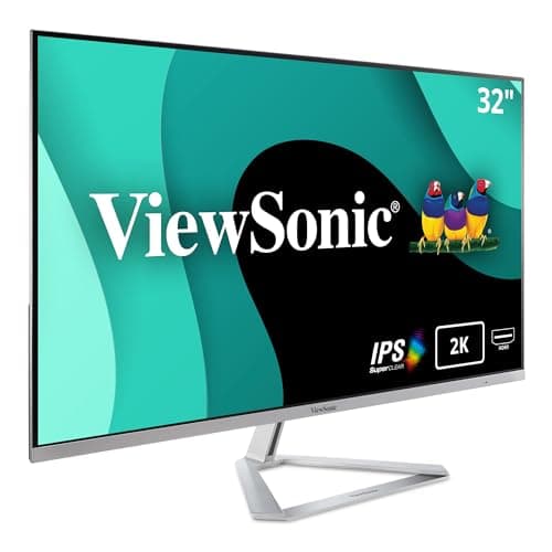 Image of ViewSonic VX3276-2K-MHD 32 Inch IPS WQHD Monitor with 99% sRGB, 2x HDMI, DisplayPort, Mini DisplayPort, Eye Care for Work and Entertainment at Home, Silver/Black