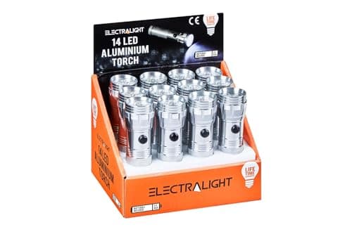Image of Electralight 14 LED Aluminium Torch with Batteries - Silver/Black