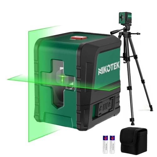 Image of Laser Level with 1.2M EnhancedTripod, Nikotek Green Laser Leveler Self Leveling Cross Line, Horizontal and Vertical Line Laser Level IP54 Waterproof and Dustproof Battery Carrying Bag Included