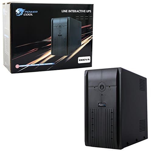 Image of Powercool 1000VA Smart UPS Battery Backup – 600W Line-Interactive Uninterruptible Power Supply with AVR, RJ45 Surge Protection, 3× UK Outlets, 3× IEC, Generator Compatible | 12V 7Ah Battery