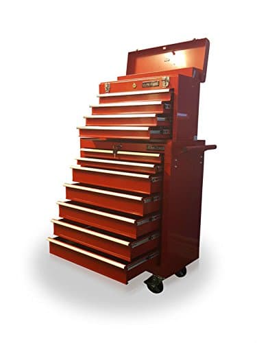 Image of US PRO RED MECHANICS STEEL CHEST TOOL BOX ROLLER CABINET 11 DRAWERS