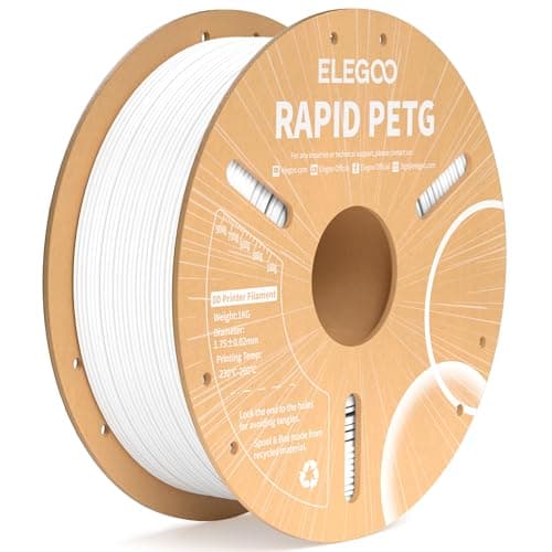 Image of ELEGOO Rapid PETG Filament 1.75mm White 1KG, High Speed Up to 600mm/s 3D Printer Filament Dimensional Accuracy +/- 0.02 mm, 1kg Cardboard Spool(2.2lbs) Fits for Most FDM 3D Printers