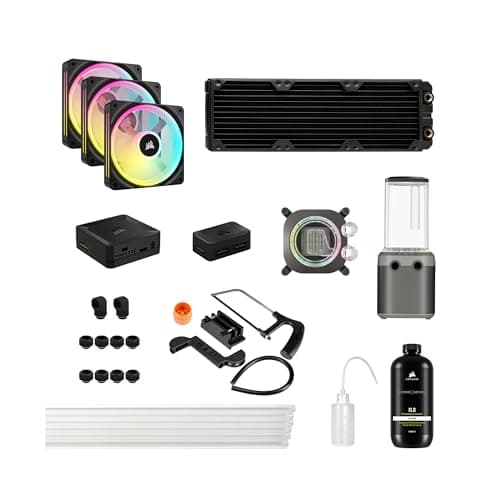 Image of Corsair Hydro X Series iCUE LINK XH405i Custom Cooling Kit – Hardline Water Cooling Loop – XC7 ELITE CPU Water Block – XD5 ELITE D5 Pump Res – XR5 360mm Radiator – 3x QX120 RGB Fans – Stealth Grey