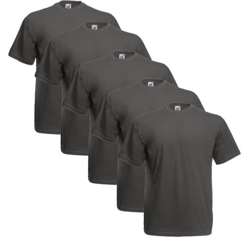 Image of Fruit of the Loom Original T Logo Men's T-Shirt, Pack of 5 - Grey - Small