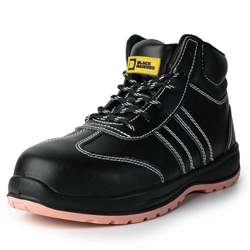 Image of Black Hammer Safety Boots Lightweight Womens Composite Toe Cap With Midsole Protection Metal Free Non Slip Breathable S3 SRC Flo (8 UK)