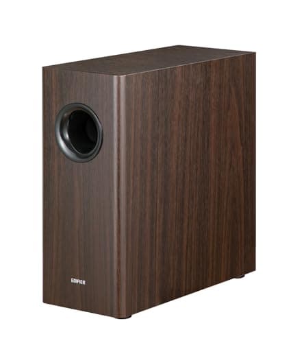 Image of Edifier T5s Powered Active Subwoofer with 70W RMS, 8" Long-Throw Woofer, Deep Bass (35Hz) Speaker, Built-in Amp, Low Distortion, Phase Selector & Energy-Efficient for Home & Studio Audio, Brown