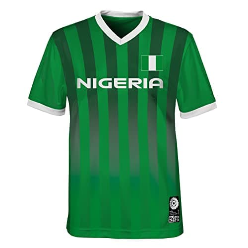 Image of Official 2023 Women's Football World Cup Kids Team Shirt, Nigeria, Green, 5-6 Years
