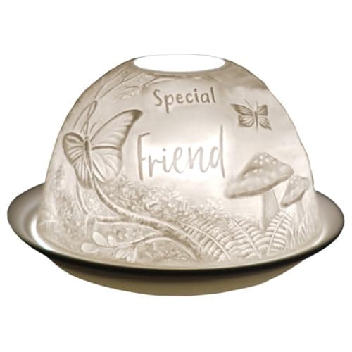 Image of Cello Porcelain Tealight Holder Dome - Special Friend Design with 3D Projection Image & Message Scented Unscented LED Candle Wax Warmer Mum Dad Sister Brother Gifts Ornament Home Birthday Present