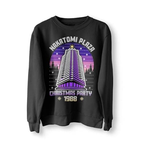 Image of BlackMacaw Nakatomi Plaza Party 1988 Christmas Jumper, Sweater, Sweatshirt, Xmas Funny 80's Die Movie Bruce_BLK_M