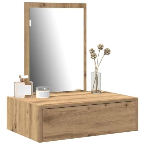 Image of vidaXL Dressing Table Brown 60 x 40 x 70 cm Engineered Wood, Modern Dressing Table, Stylish Vanity, Functional Bedroom, Rectangular Dresser With Storage, Elegant Stand