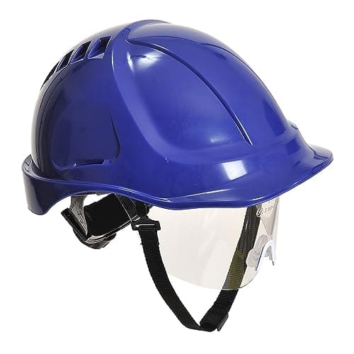 Image of Portwest PW54 Endurance Plus Visor Workwear Safety Helmet Royal Blue