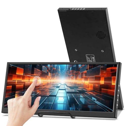Image of Prechen 12.3 Inch Touchscreen Secondary Monitor, IPS Stretched Bar LCD Travel Touch Display 1920 * 720 HDMI USBC, Portable Touch Screen for Laptop Computer Windows GPU CPU RAM Monitoring