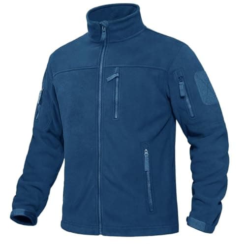 Image of KEFITEVD Fleece Jackets for Men Zip Fleece Coat Windproof Military Work Jacket Coats for Fishing,Blue Green, M