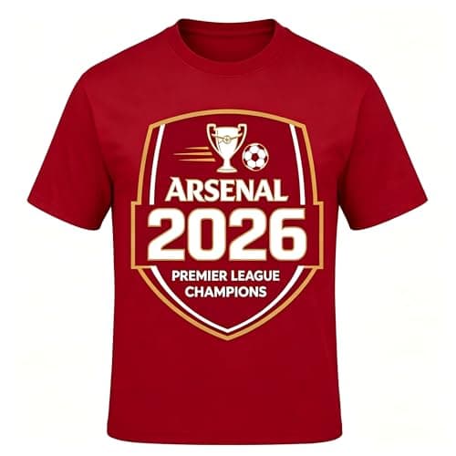 Image of Arsenal 2026 Premier League Champions T-Shirt – 100% Cotton Crewneck Tee for Men Women, 20th Title Celebration (UK, Alpha, L, Regular, Regular)