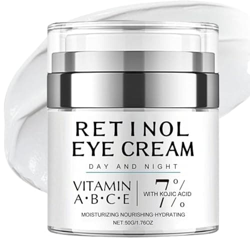Image of Retinol Eye Cream for Dark Circles and Puffiness with Vitamin C, Hydrating Under Eye Cream for Appearance of Eye Bags, Kojic Acid Formula for Brightening, Korean Eye Cream Inspired, 50g Tub