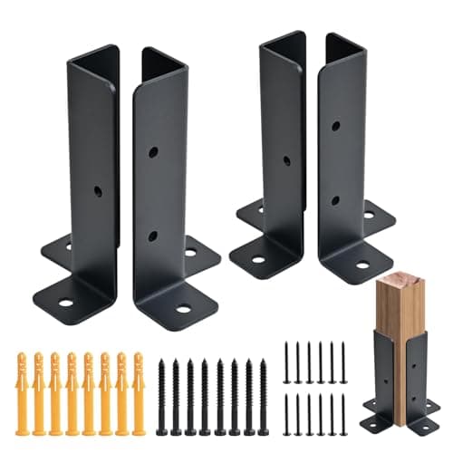 Image of 4 PCS Adjustable Deck Post Anchor Base Brackets Fit 1.5x1.5,2x2,2x4,4x4 Post, Wood Fence Pergola Post Base Brackets Kit for Decking, Fencing, Pergola, Railing, Mailbox Mount, Patio Covers