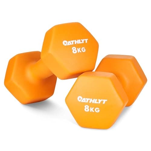 Image of Athlyt Neoprene Dumbbell Set, 2 x 8kg, Orange