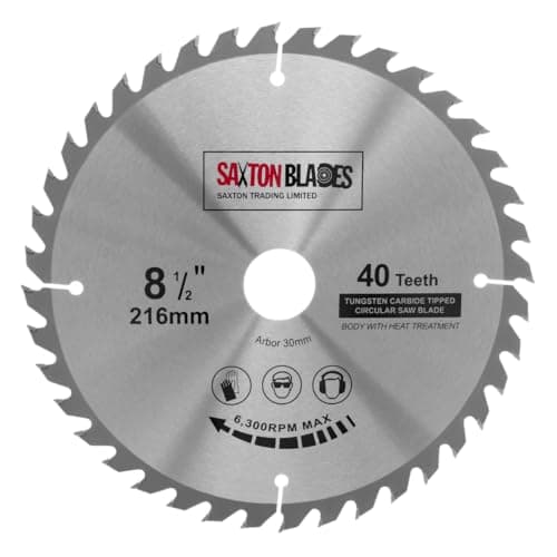 Image of TCT21640T Saxton TCT Circular Wood Saw Blade 216mm x 30mm Bore x 40T for Bosch Makita Dewalt