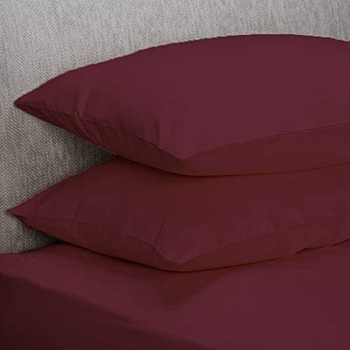 Image of Pack of 1 Easy Care Plain Dyed Polycotton Housewife Pillowcases Pair 50 x 75cm (Plum)