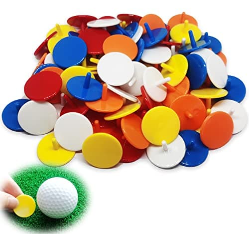 Image of Adhere 100pcs Plastic Golf Ball Position Marker Quarter Size 25mm Flat Golf Ball Marker Accessories Assorted Colour (100pcs Mix colour)