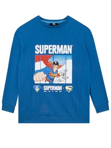 Image of DC Comics SUPERMAN Top, Boys’ Sweatshirts, DC Boys Sweatshirt, Superhero Kids Sweatshirt, Blue 12-13 Years
