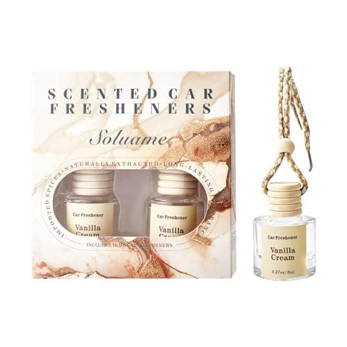 Image of Car Air Fresheners For Men, Hanging Car Scent Air Freshener, Strong Car Freshener with Eliminating Technology, Essential Oil Diffuser, Vanilla Cream 2 Pack