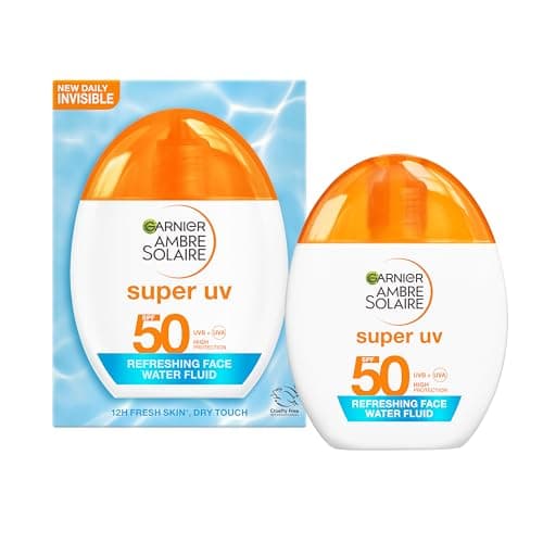 Image of Garnier Ambre Solaire Face SPF Sunscreen Daily UV Hyaluronic Acid Refreshing Water Fluid SPF50, 12H Fresh Skin, Dry Touch & Hydrating, Compatible With Makeup, Invisible Water Fluid - 40ml