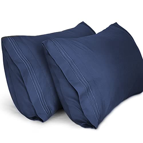 Image of Lirex Extra Large Pillow Cases 2 Pack,1800 Thread Count Embroidered Soft Brushed Microfiber Pillowcases,Blue